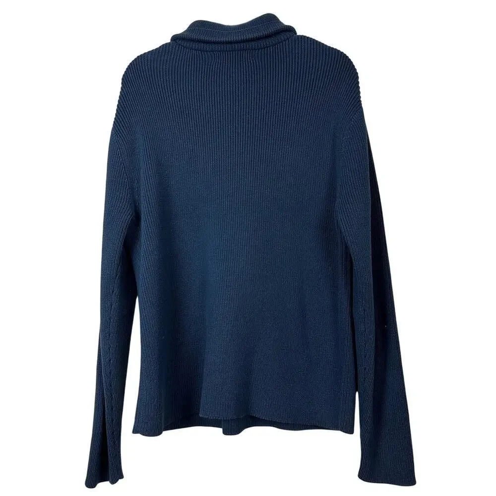 Banana Republic Men’s Navy Quarter-Zip Knit Sweater Classic Preppy L‎